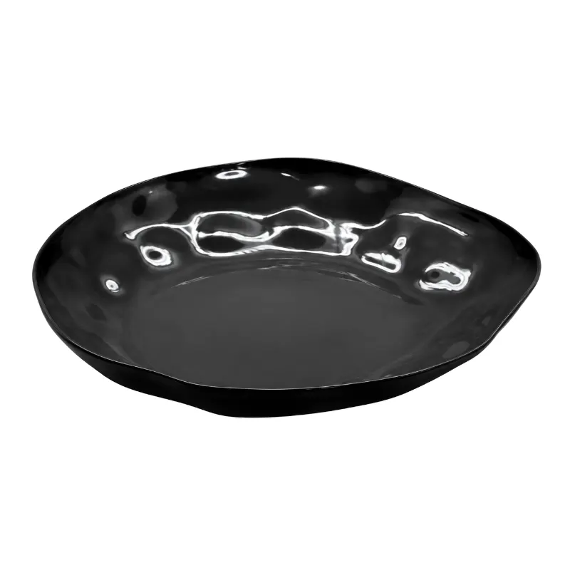 Glossy Charcoal Oval Ceramic Dish