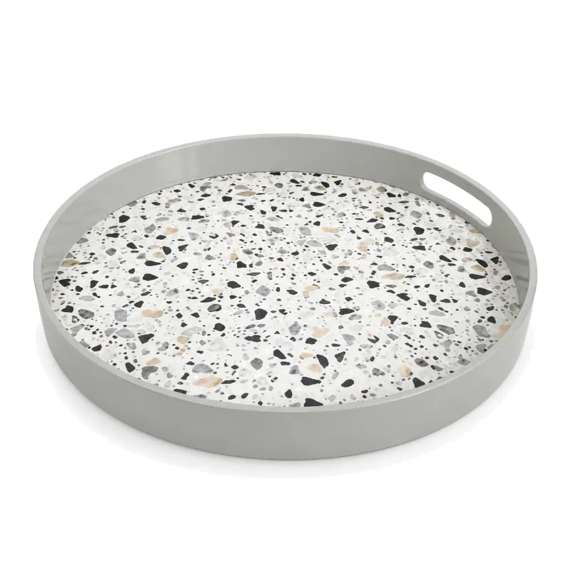 Round Grey Terrazzo Tray