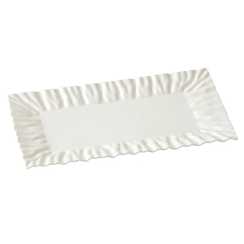 White Ceramic Platter With Wavy Small Edges