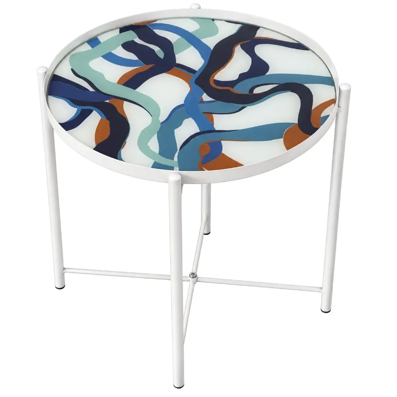 Colorful Wavy Top Round Side Table