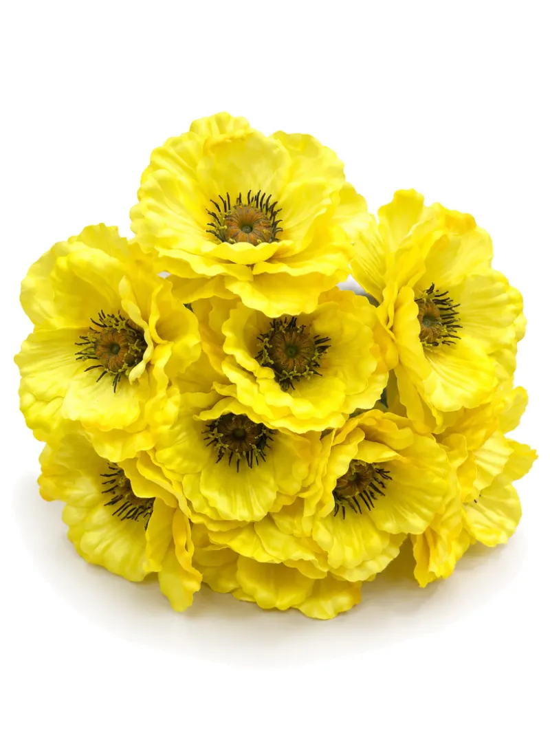 Silk Poppy Bouquet Yellow