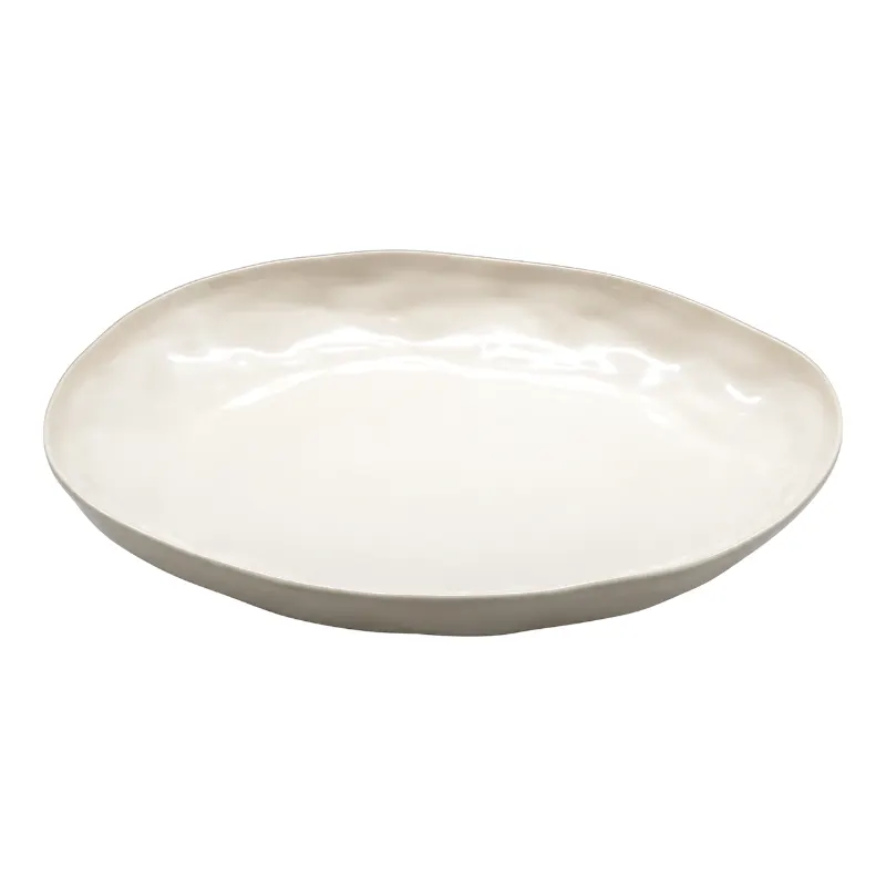 Glossy Warm Ivory Oval Dish