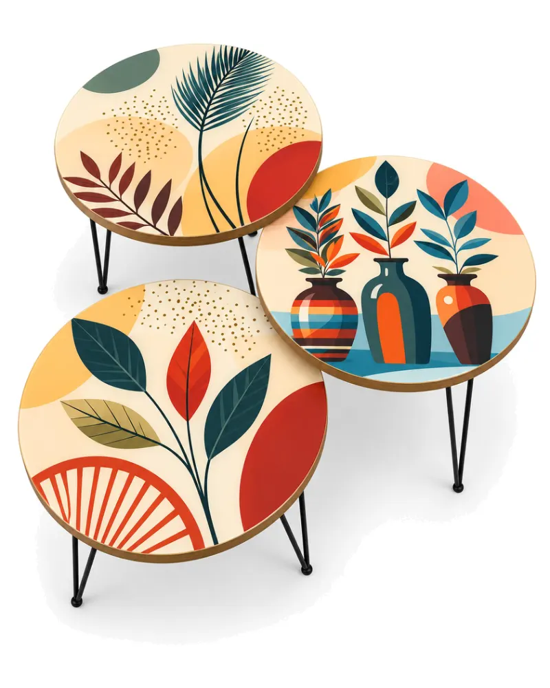 Mid Century Botanical Nesting Tables