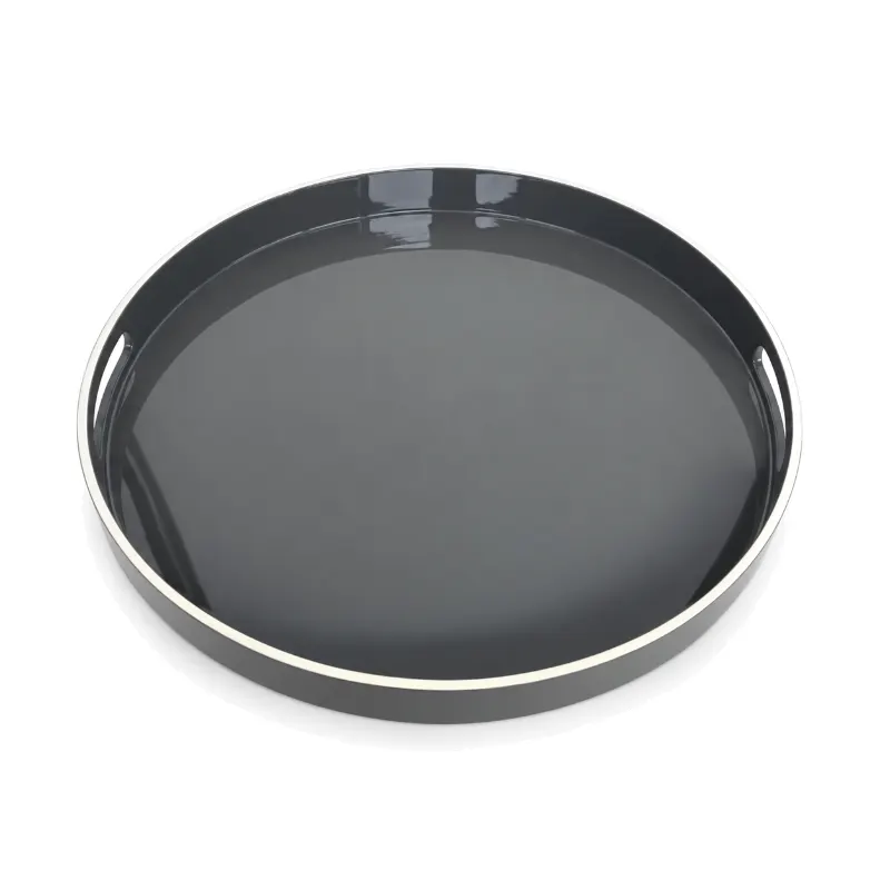 Charcoal Round Glossy Tray