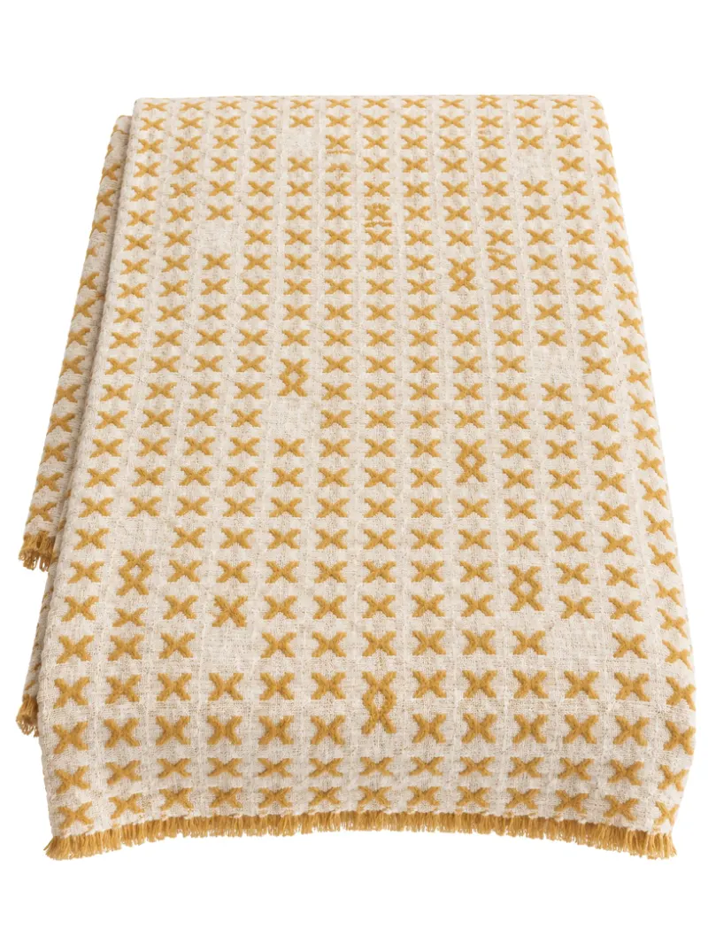 Lino Linenblend Throw Crosses Over Gold