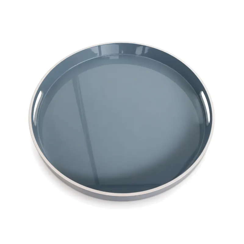 Blue Round Glossy Tray