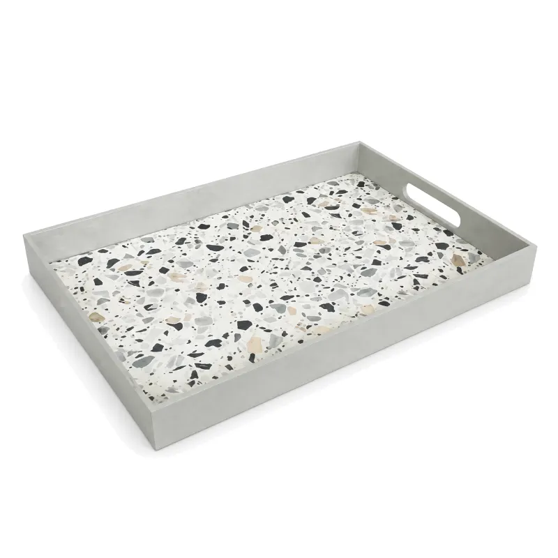 Pale Grey Terrazzo Serving Tray