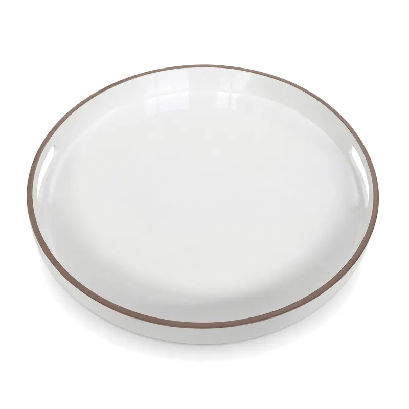 Ivory Round Glossy Tray