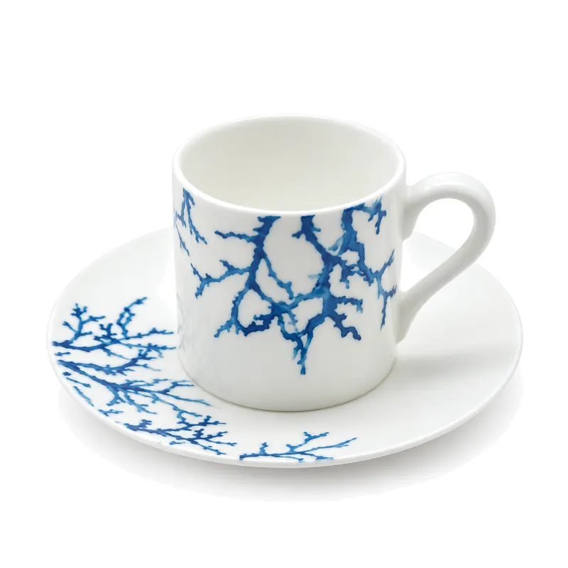 Decorated White Cup And Saucer