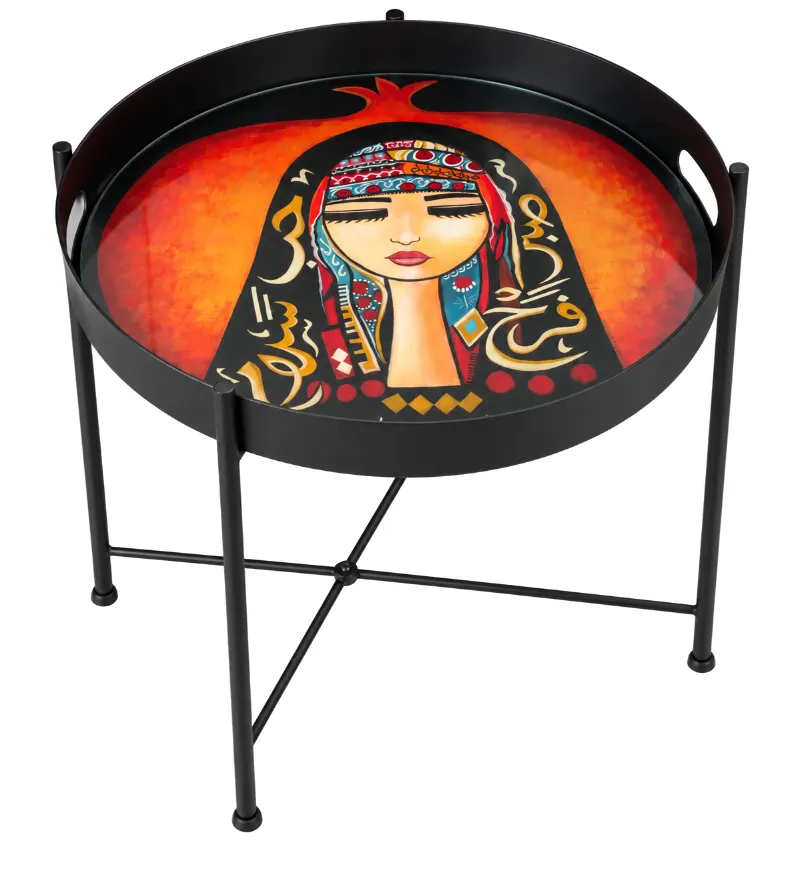 Vibrant Folk Art Tray Table