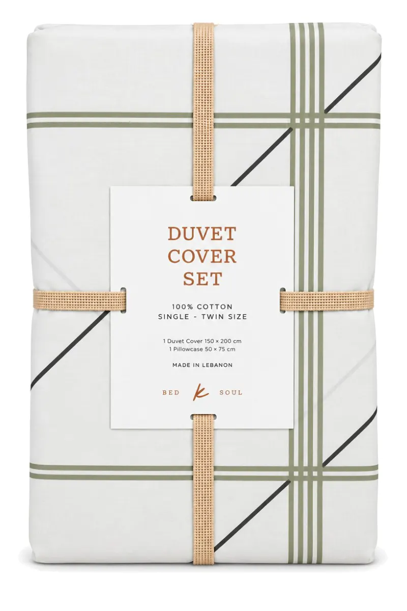 Green Geo Stripes Reversible Duvet Cover Set