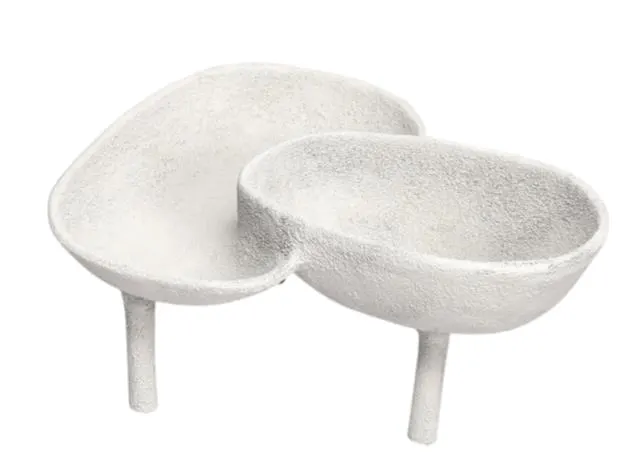 Textured Metal 2-Portion Dish with Legs