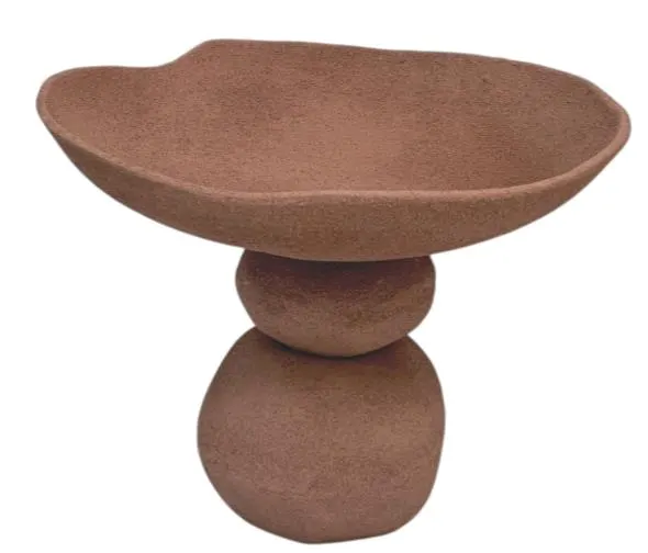 Textured Metal Round Bowl on Pebble Base