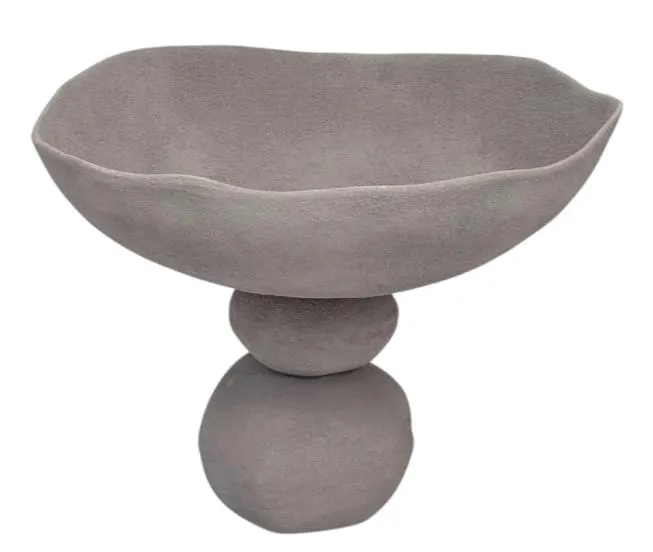 Textured Metal Round Bowl on Pebble Base