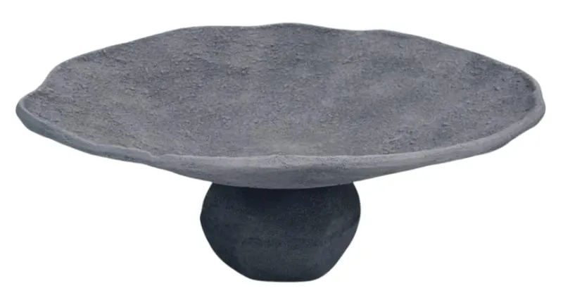 Textured Metal Round Dish on Base