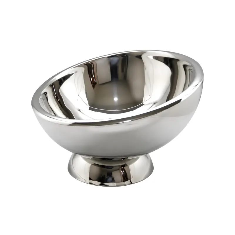 slanted mirror silver pedestal bowl