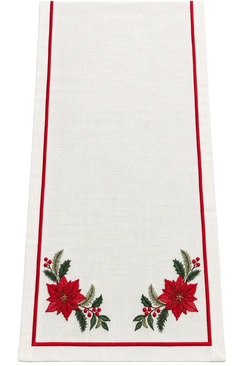 POINSETTIA RUNNER LINEN FLORAL 45*140
