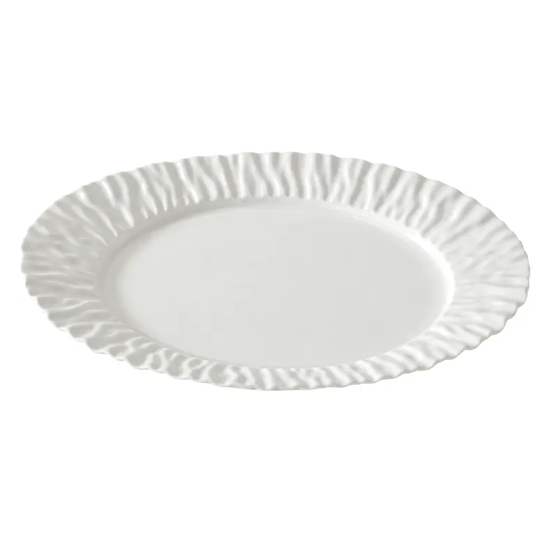 White Fluted Oval Ceramic Platter