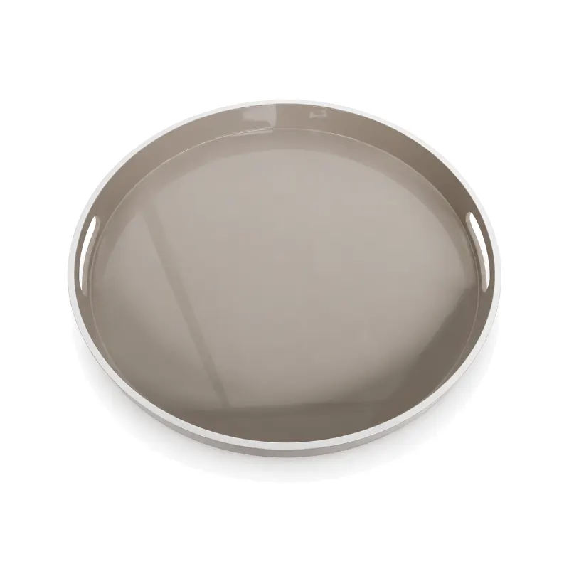 Taupe Round Glossy Tray