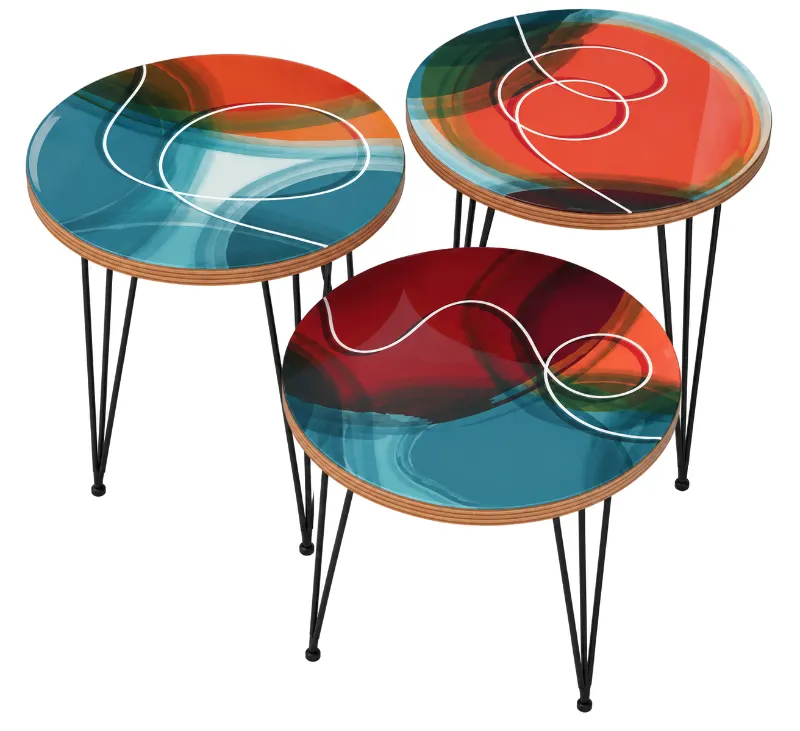 Glossy Multicolor Hairpin Nesting Tables