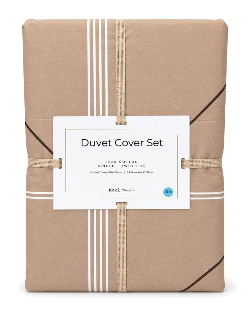 Beige Geo Reversible Duvet Cover Set