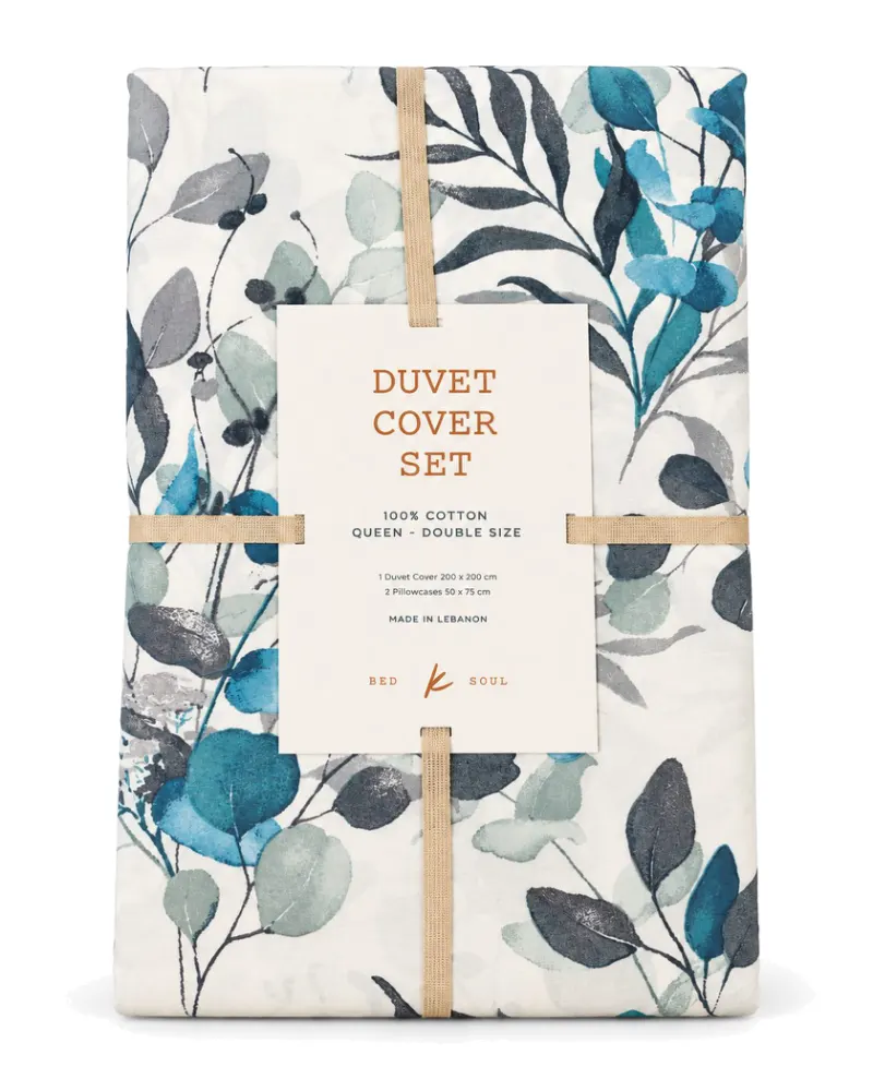 Turquoise Eucalyptus Duvet Cover Set