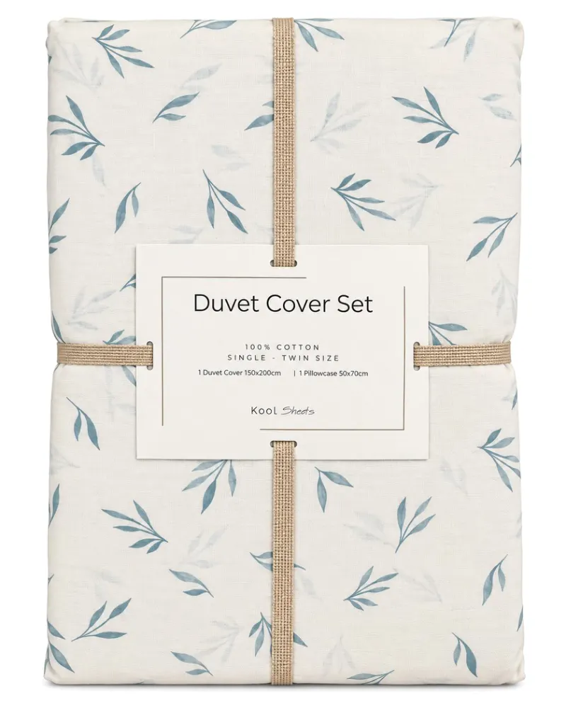 Blue Leaf Duvet Cover Set