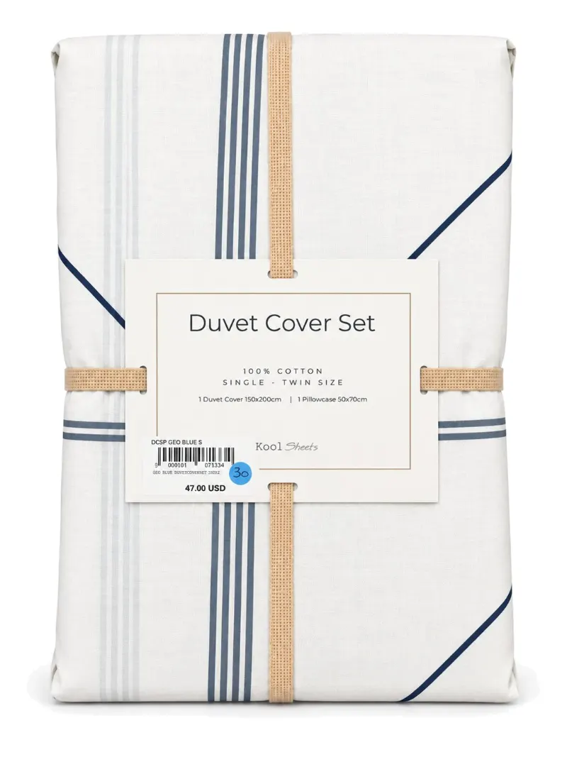 Blue Geo Reversible Duvet Cover Set