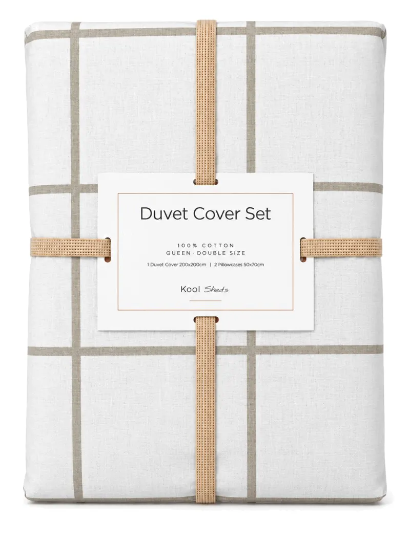 Beige Squares Reversible Duvet Cover Set