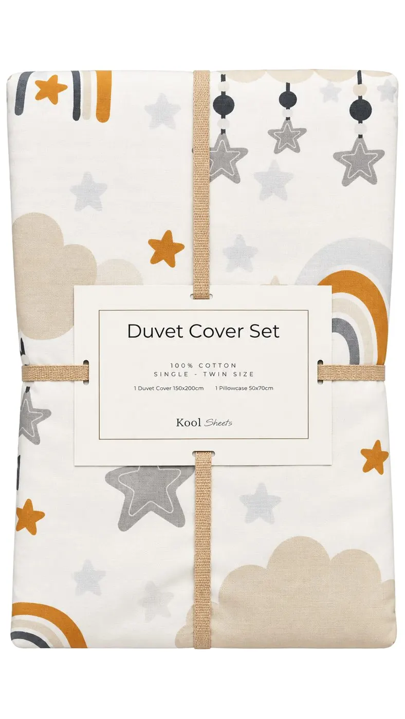 Beige Rainbow Kids Duvet Cover Set