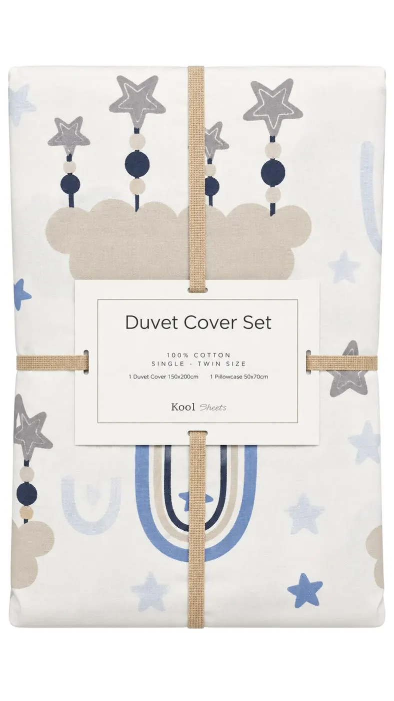 Blue Rainbow Kids Duvet Cover Set