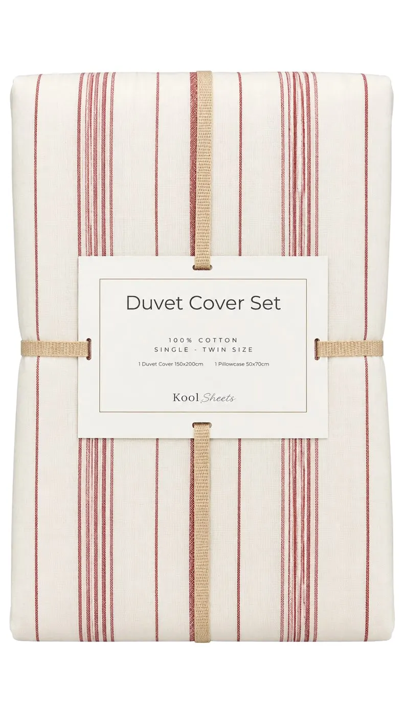Bordeaux Stripes Duvet Cover Set