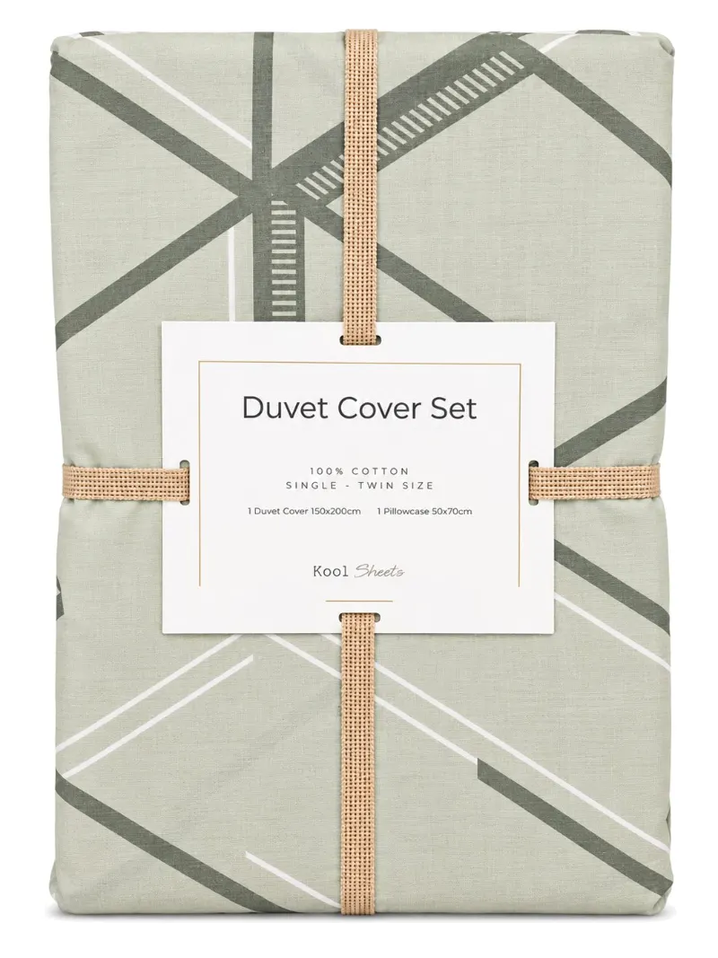 Green Geo Reversible Duvet Cover Set