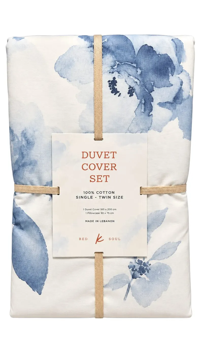 Blue Rose Duvet Cover Set