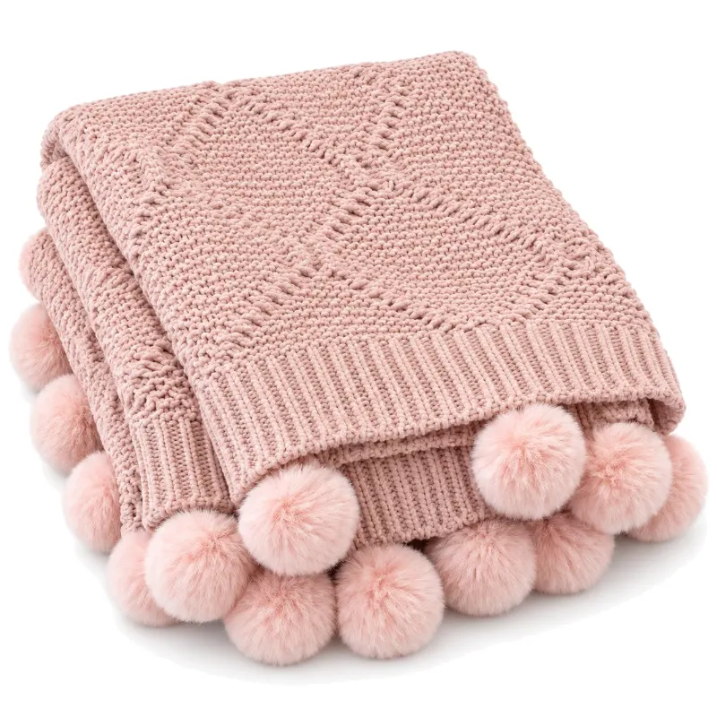 Pom-Pom Knit Throw