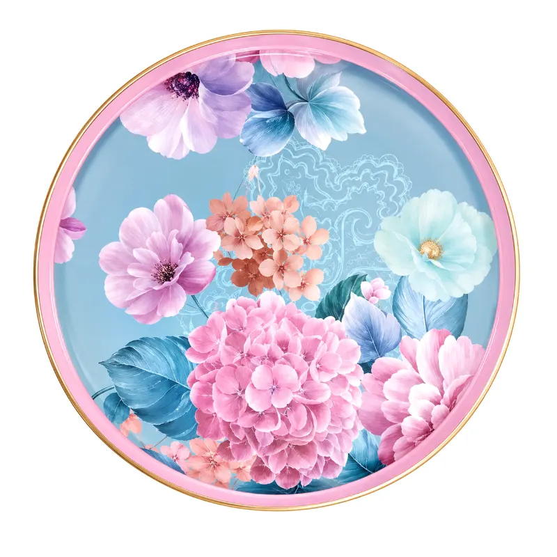 Flower Party Time Round Tray
